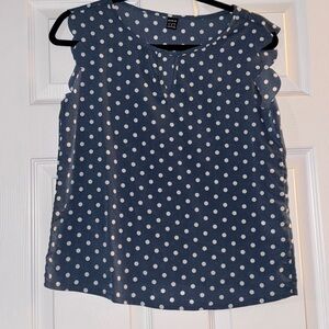 SHEIN Blue Polka Dot Sleeveless Blouse